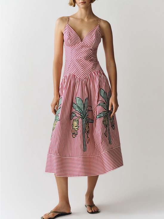 FARM Rio Dresses & Skirts - FARM Rio Palm Tree Striped Midi Dress
